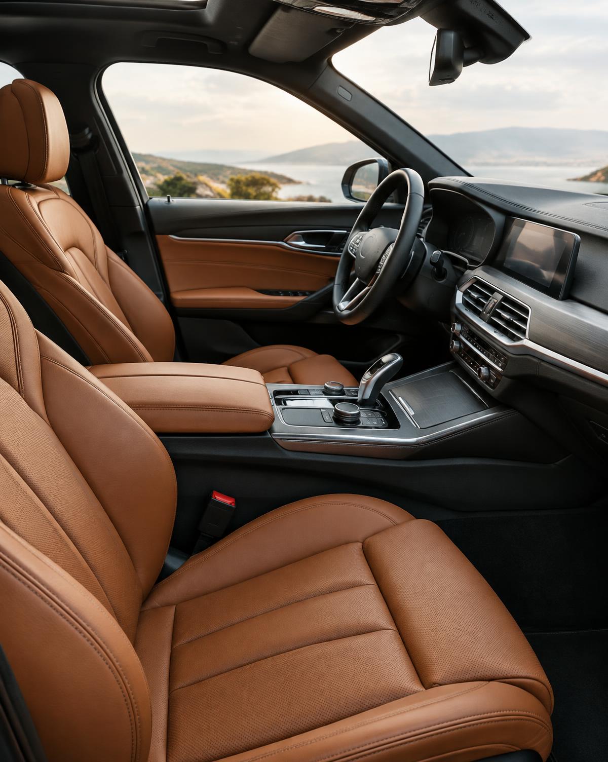 A luxury vehicle interior undergoing careful professional interior detailing